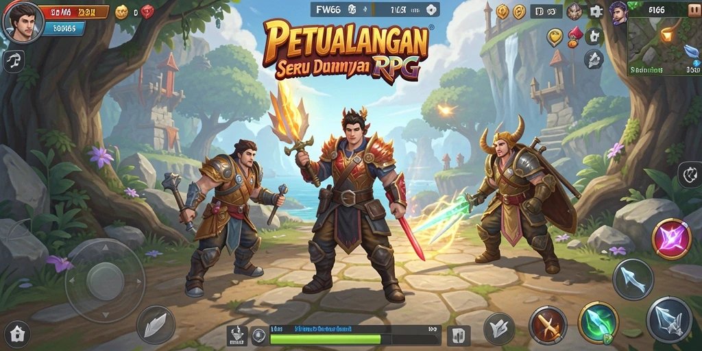 Tampilan gameplay seru dari FW66 dengan aksi petualangan RPG.