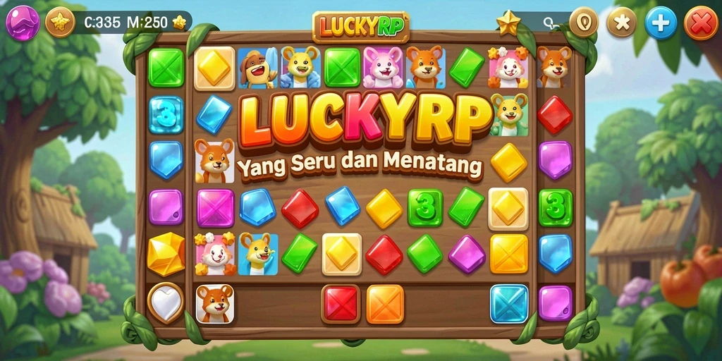 Tangkapan layar gameplay LUCKYRP yang menampilkan tantangan Match-3 yang seru.