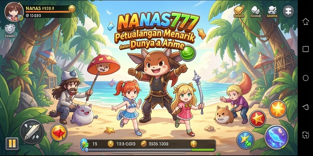 Tampilan gameplay seru dari NANAS777 dengan aksi karakter anime.
