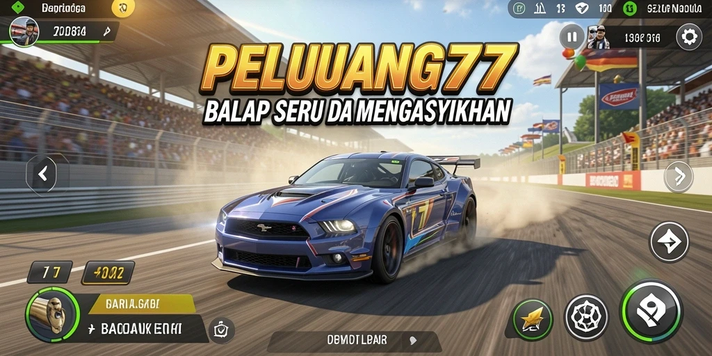 Gameplay PELUANG77 menampilkan balapan yang seru dan penuh tantangan.