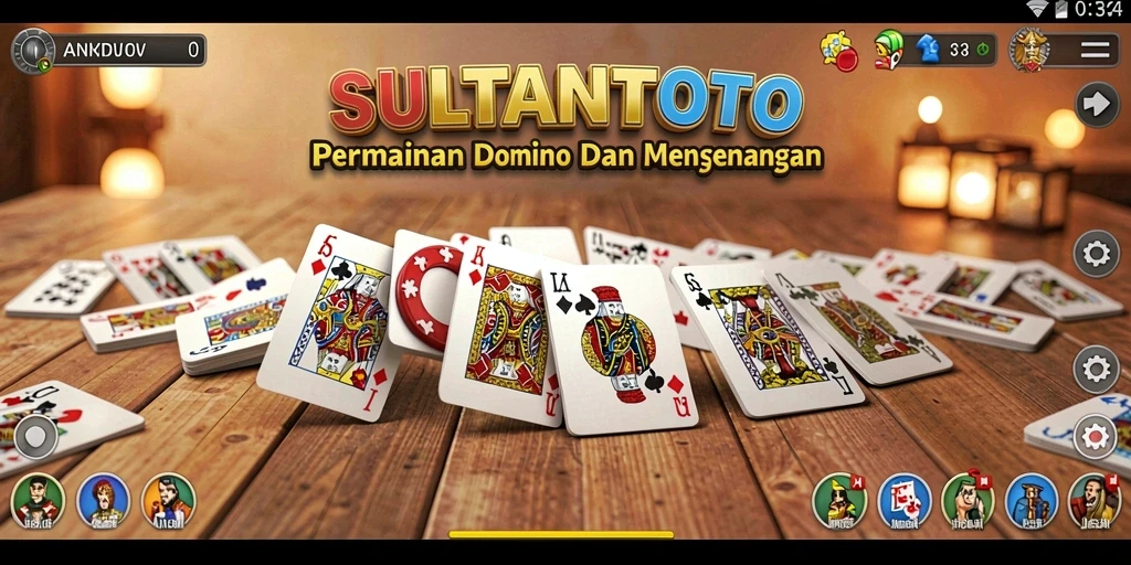 Tampilan gameplay seru dalam SULTANTOTO dengan kartu Domino.