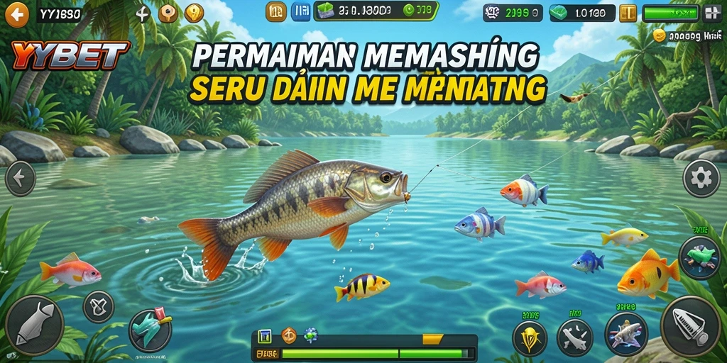 Screenshot gameplay YYBET yang menunjukkan aksi menangkap ikan.